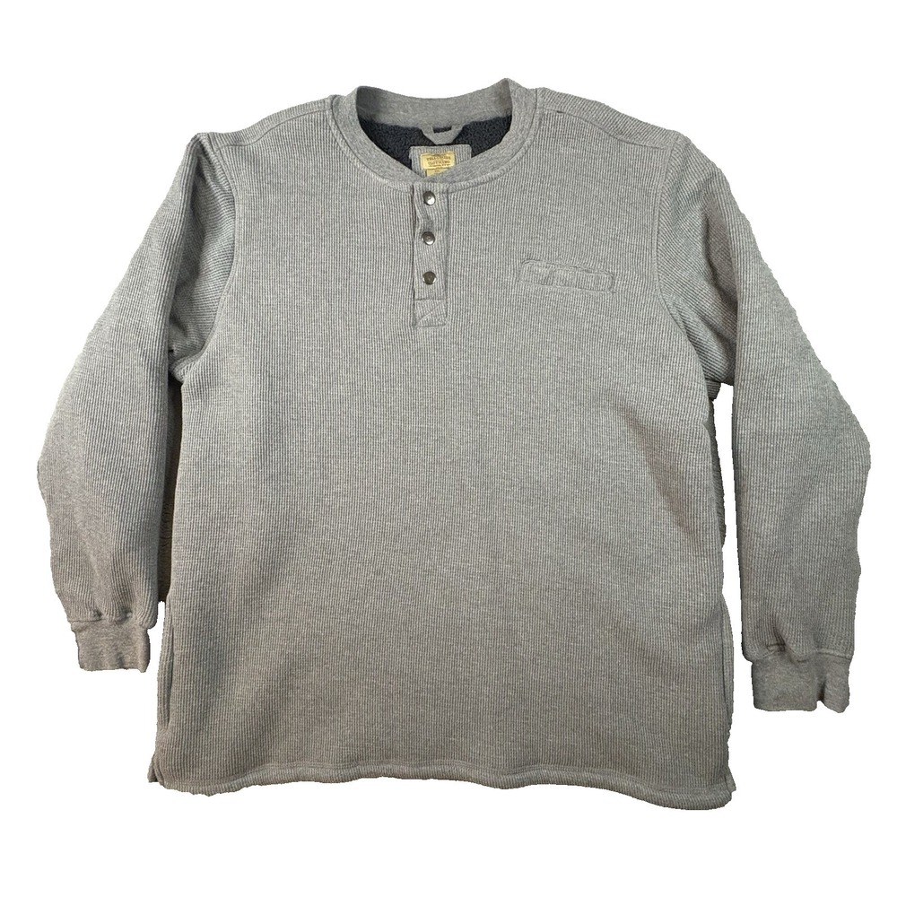 Telluride Clothing Company Men's 2XL Gray Sherpa Lined Thermal Henley Pullover